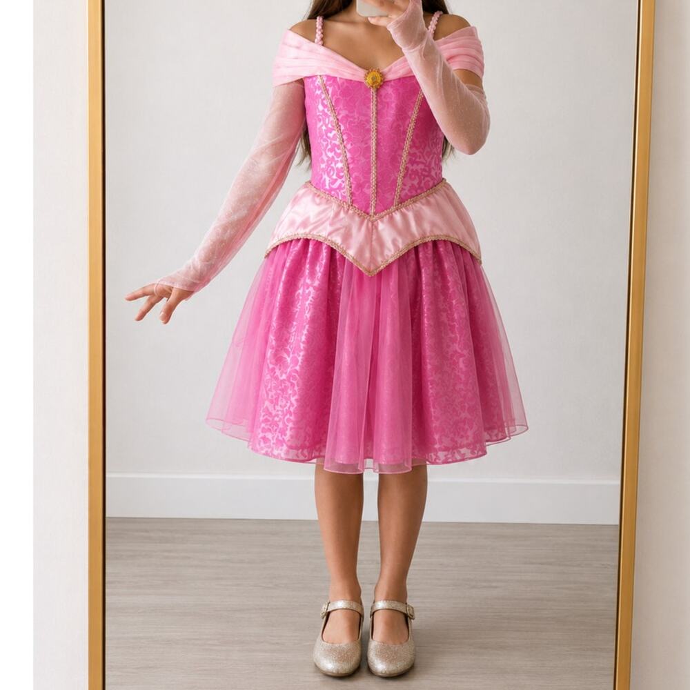 Disney🌿Parks Princess Aurora Sleeping Beauty Costume Dress Girls Size M Pink